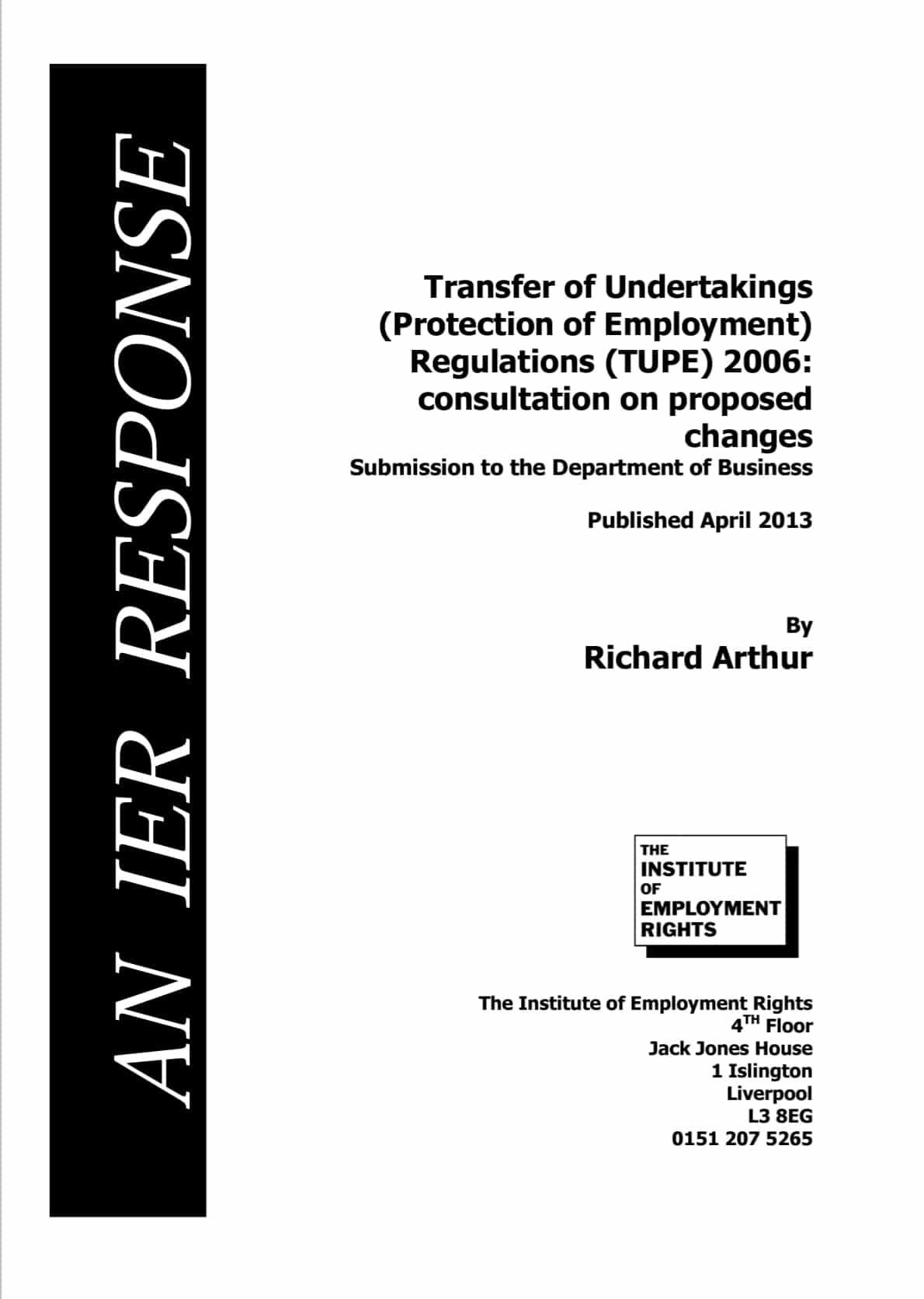 Response to Transfer of Undertakings (Protection of Employment